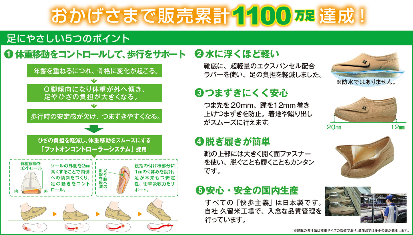 【ゆったり】快歩主義L011-5E 軽量 国内生産 ロングセラー 転倒防止 レディース